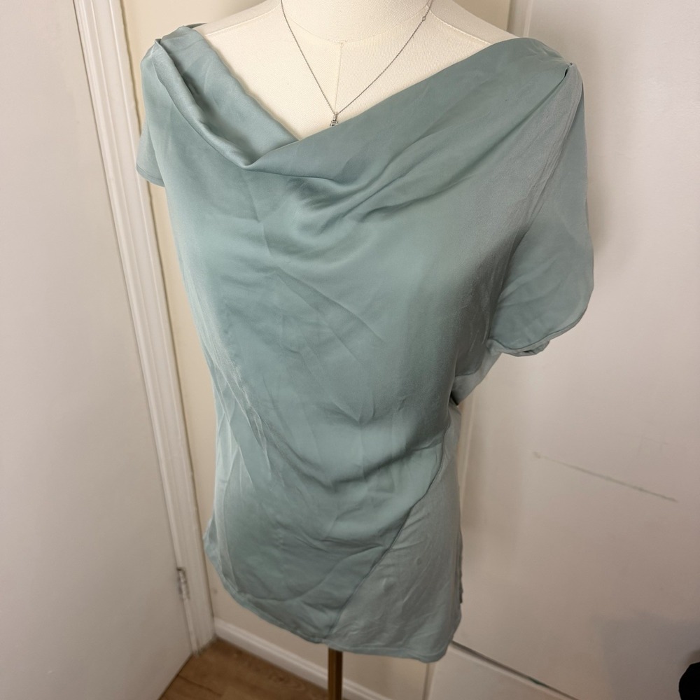 Intimissimi Short Sleeve Silk and Modal Top Blue Sz S